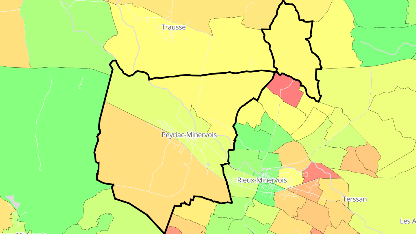 Carte des prix de l'immobilier Peyriac-Minervois