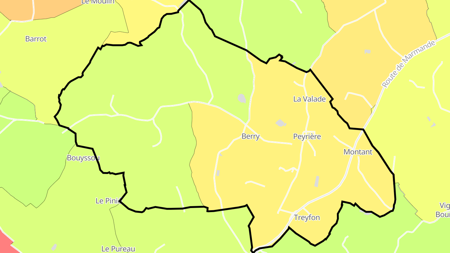 Carte des prix de l'immobilier Peyrière