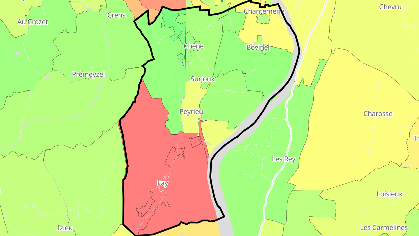 Carte des prix de l'immobilier Peyrieu