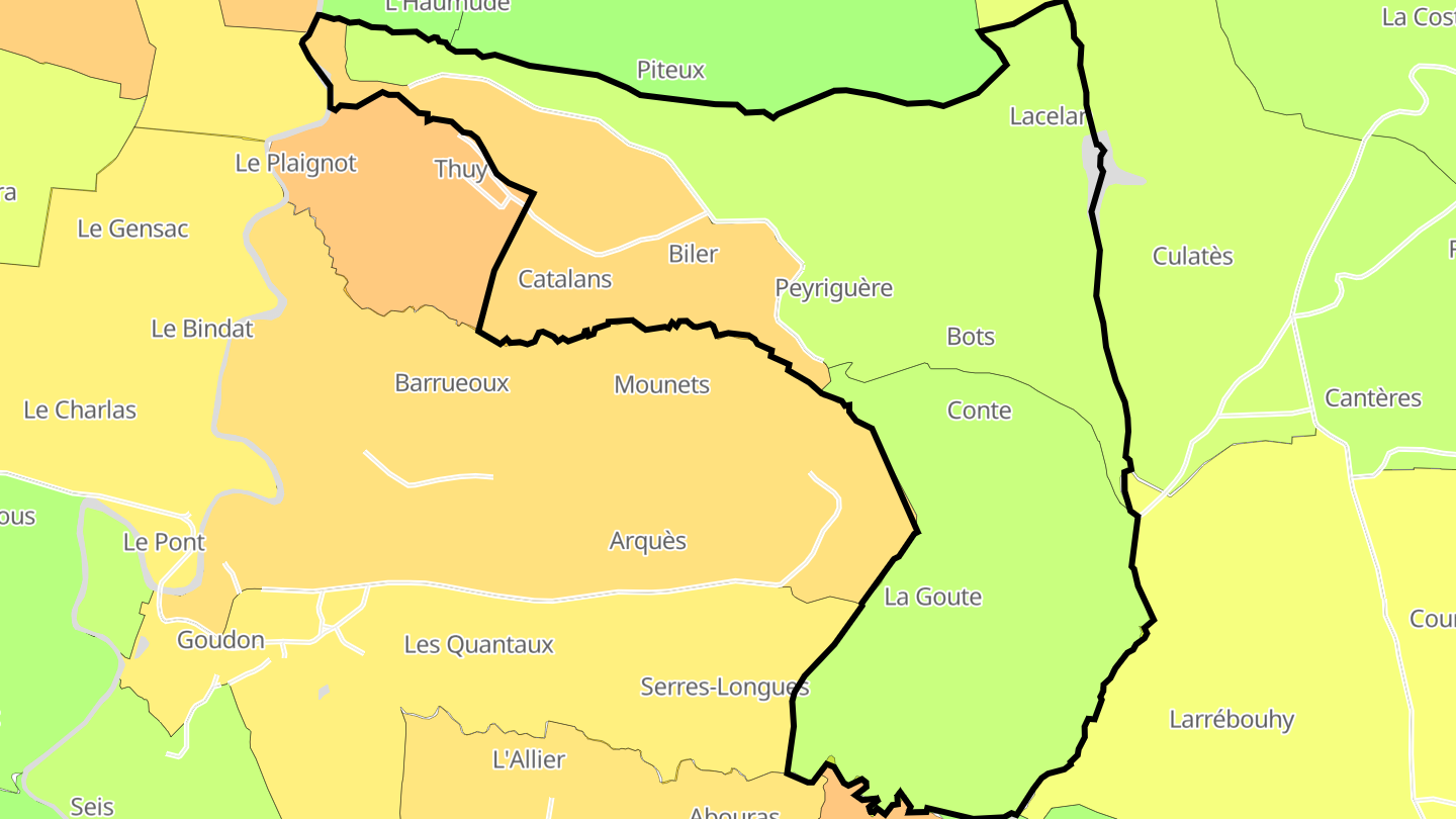 Carte des prix de l'immobilier Peyriguère