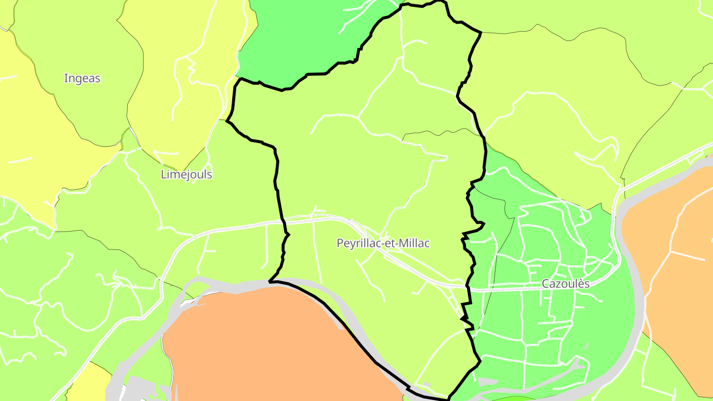 Carte des prix de l'immobilier Peyrillac-et-Millac