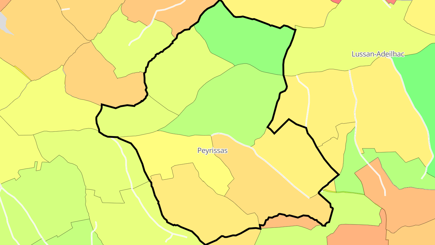 Carte des prix de l'immobilier Peyrissas