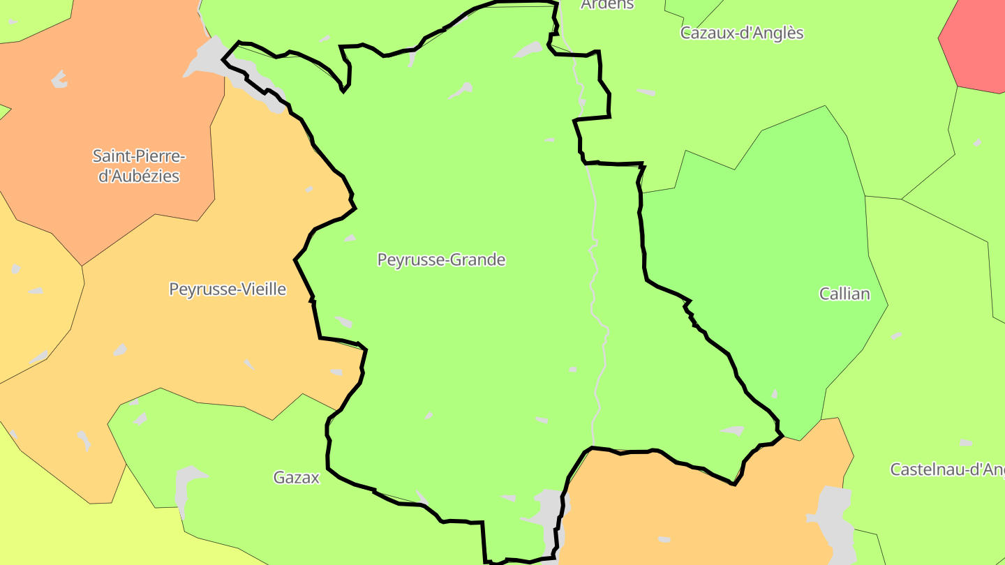 Carte des prix de l'immobilier Peyrusse-Grande