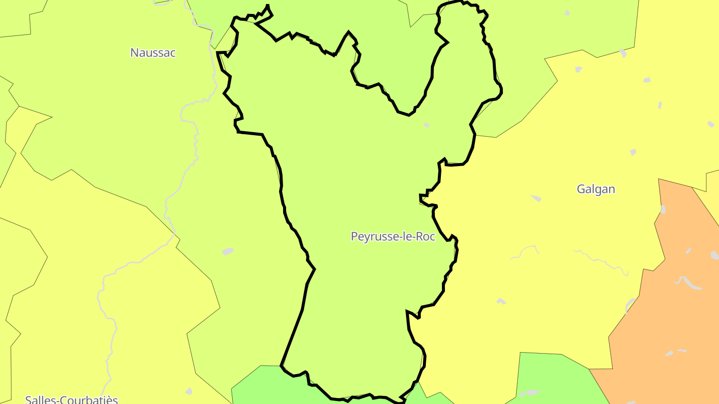 Carte des prix de l'immobilier Peyrusse-le-Roc