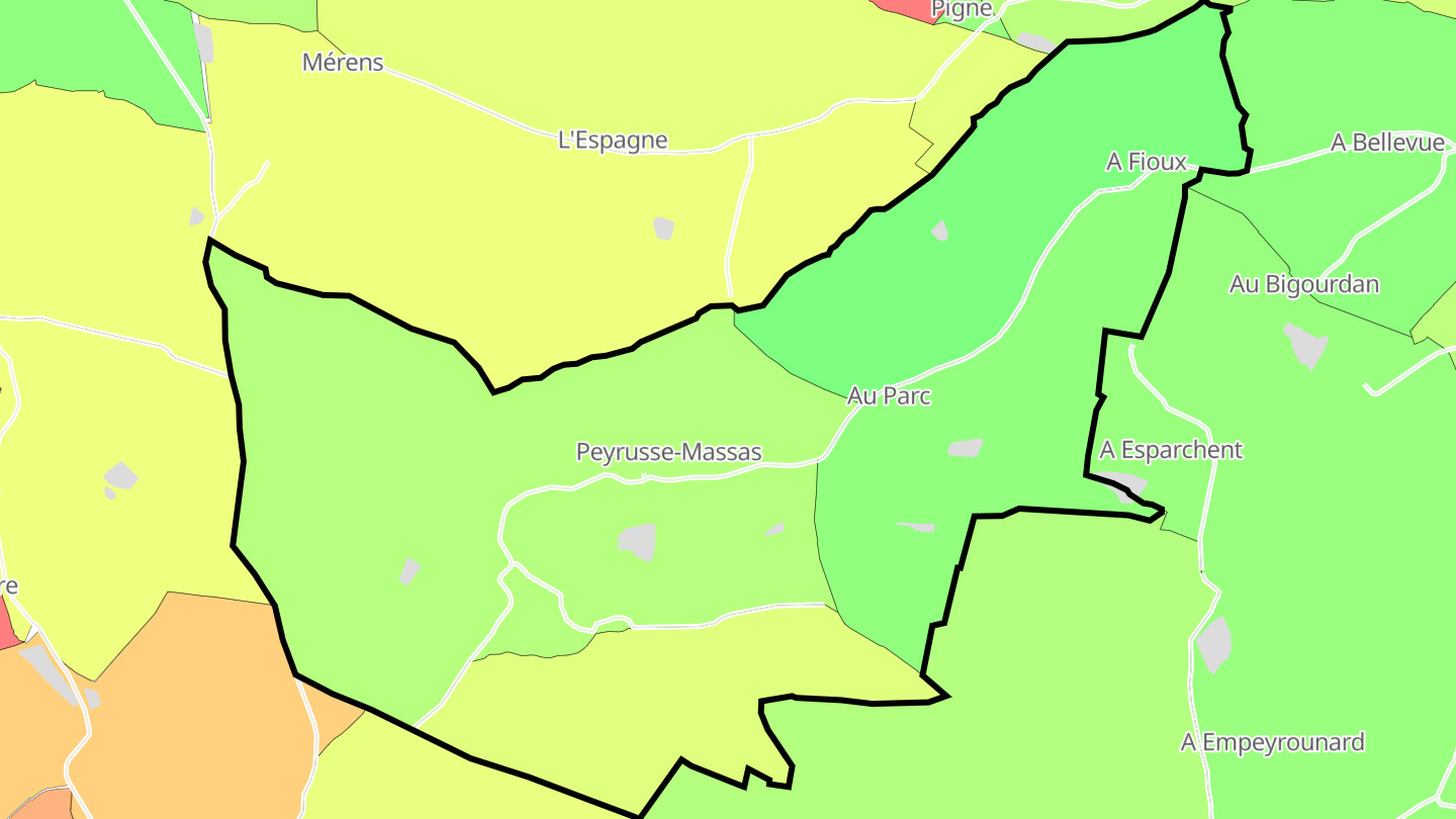 Carte des prix de l'immobilier Peyrusse-Massas