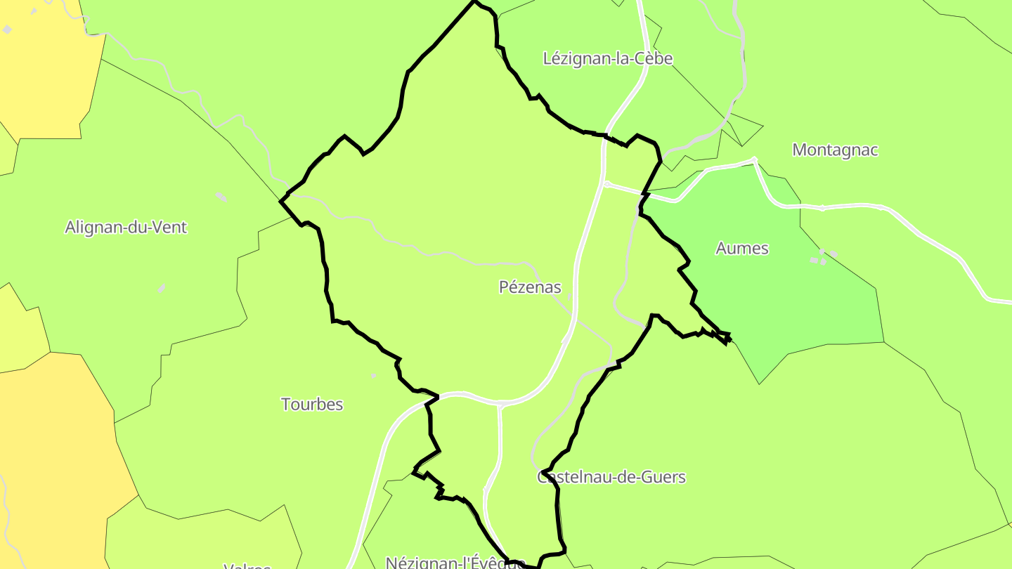 Carte des prix de l'immobilier Pézenas
