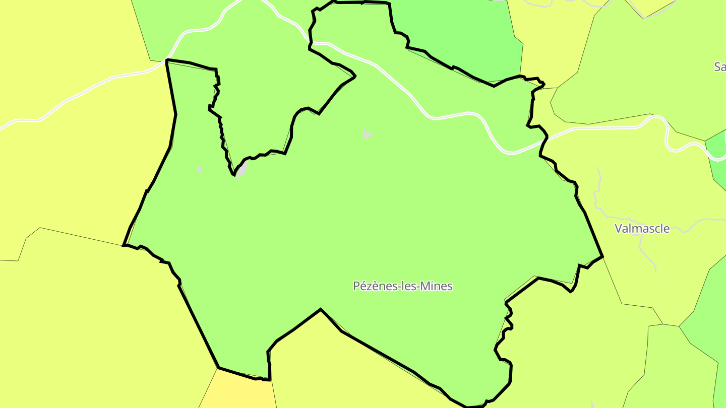Carte des prix de l'immobilier Pézènes-les-Mines
