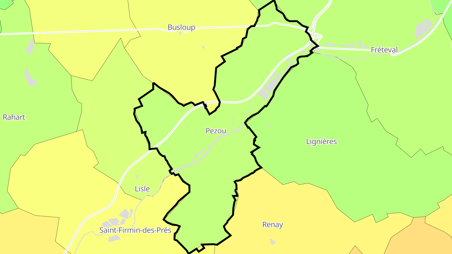 Carte des prix de l'immobilier Pezou