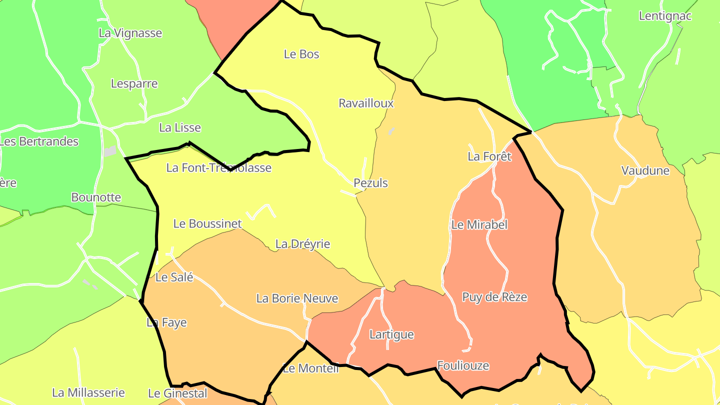 Carte des prix de l'immobilier Pezuls