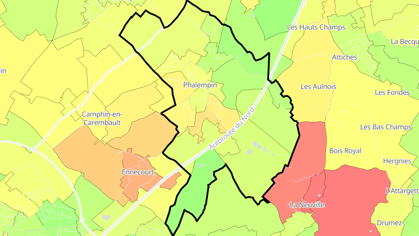 Carte des prix de l'immobilier Phalempin