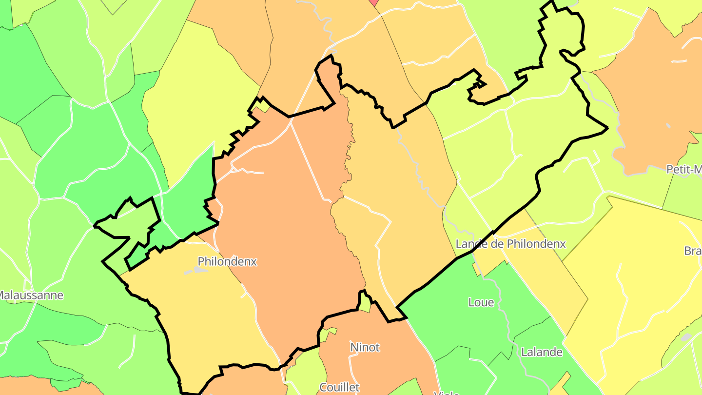 Carte des prix de l'immobilier Philondenx