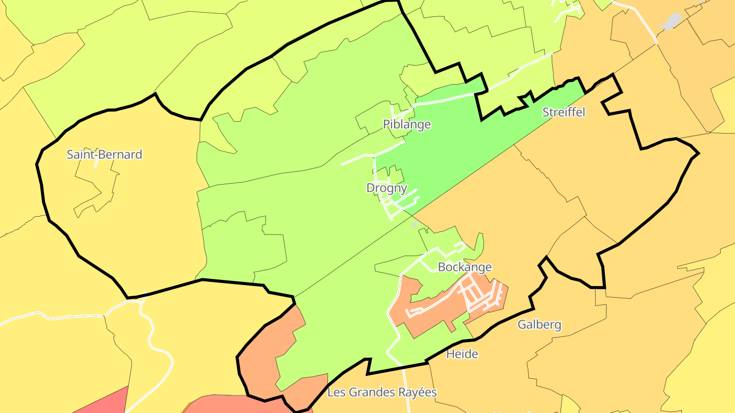 Carte des prix de l'immobilier Piblange