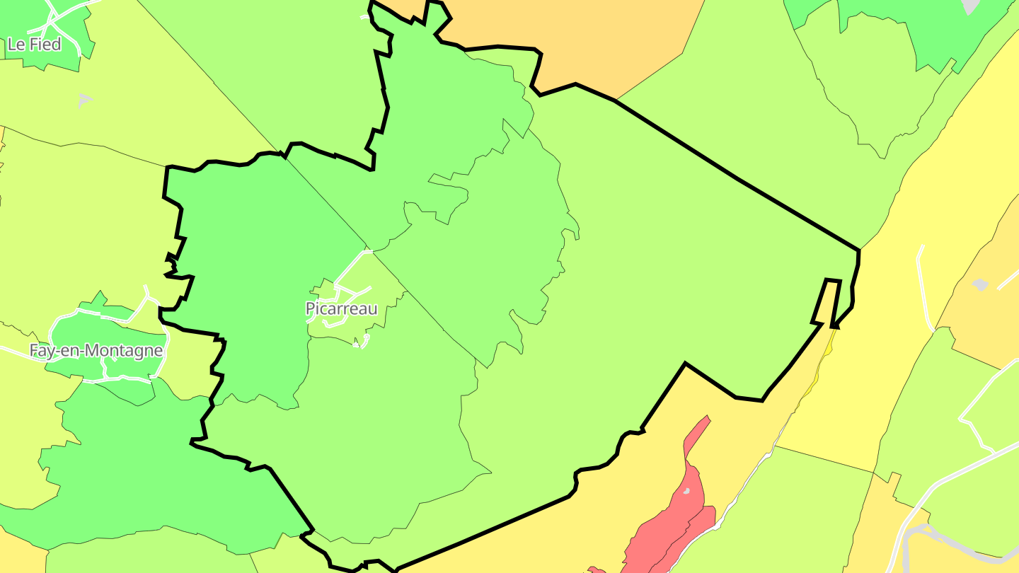 Carte des prix de l'immobilier Picarreau