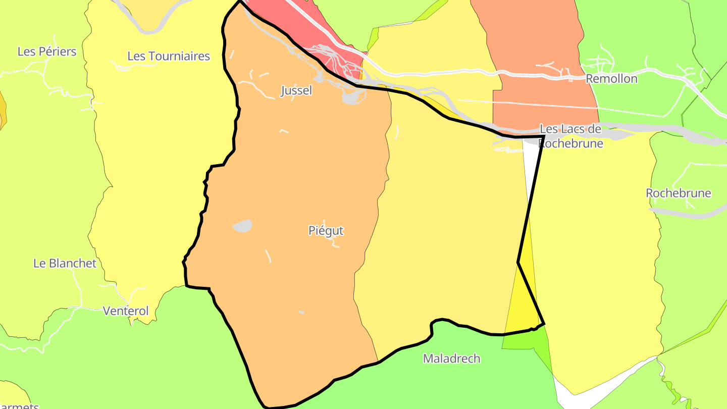 Carte des prix de l'immobilier Piégut