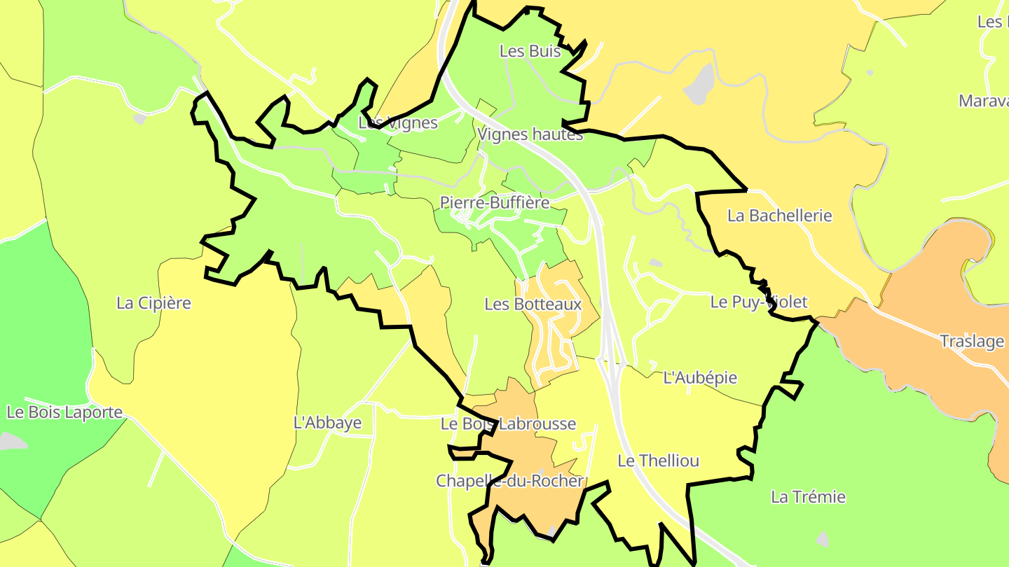 Carte des prix de l'immobilier Pierre-Buffière