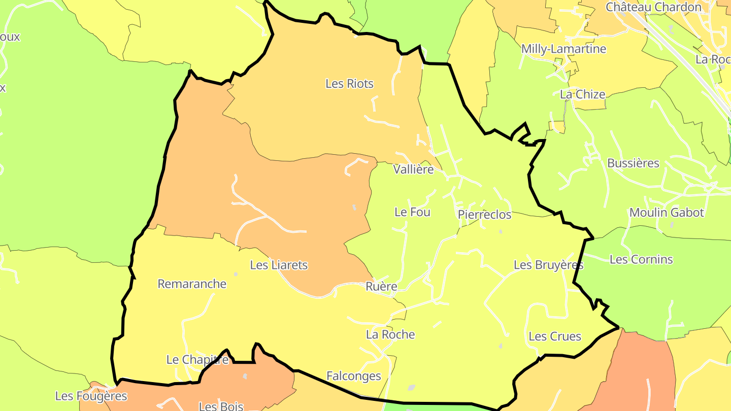 Carte des prix de l'immobilier Pierreclos
