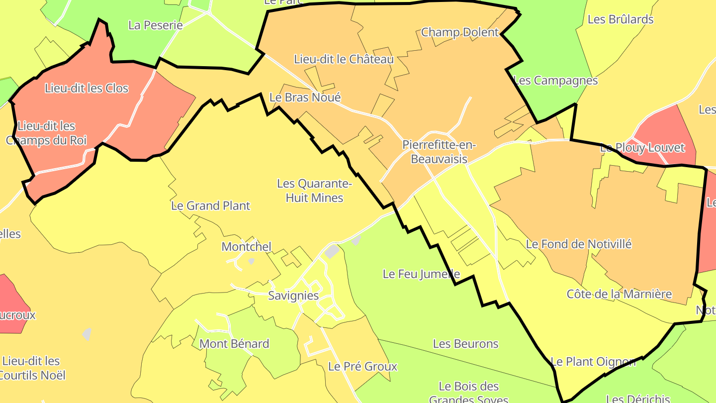 Carte des prix de l'immobilier Pierrefitte-en-Beauvaisis