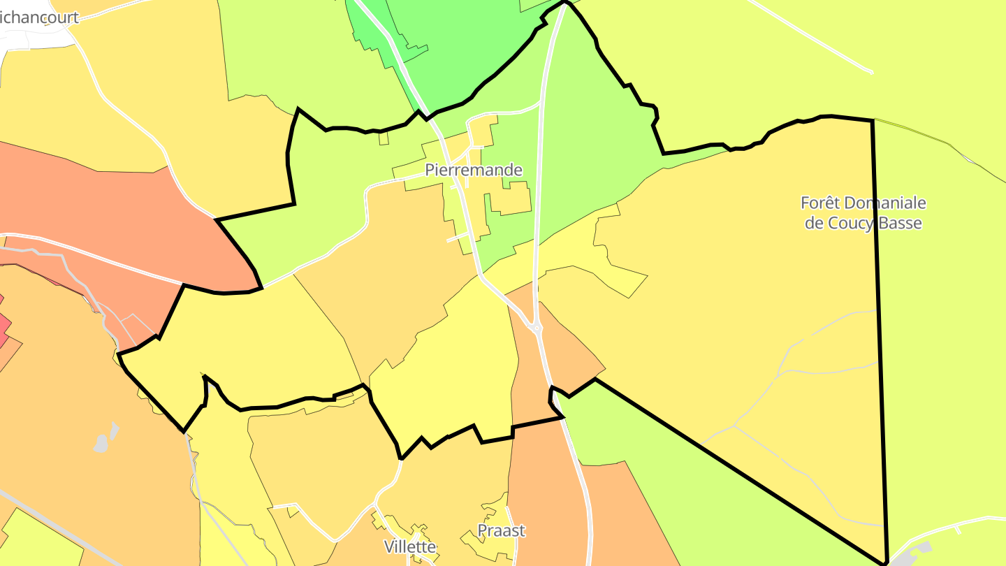 Carte des prix de l'immobilier Pierremande