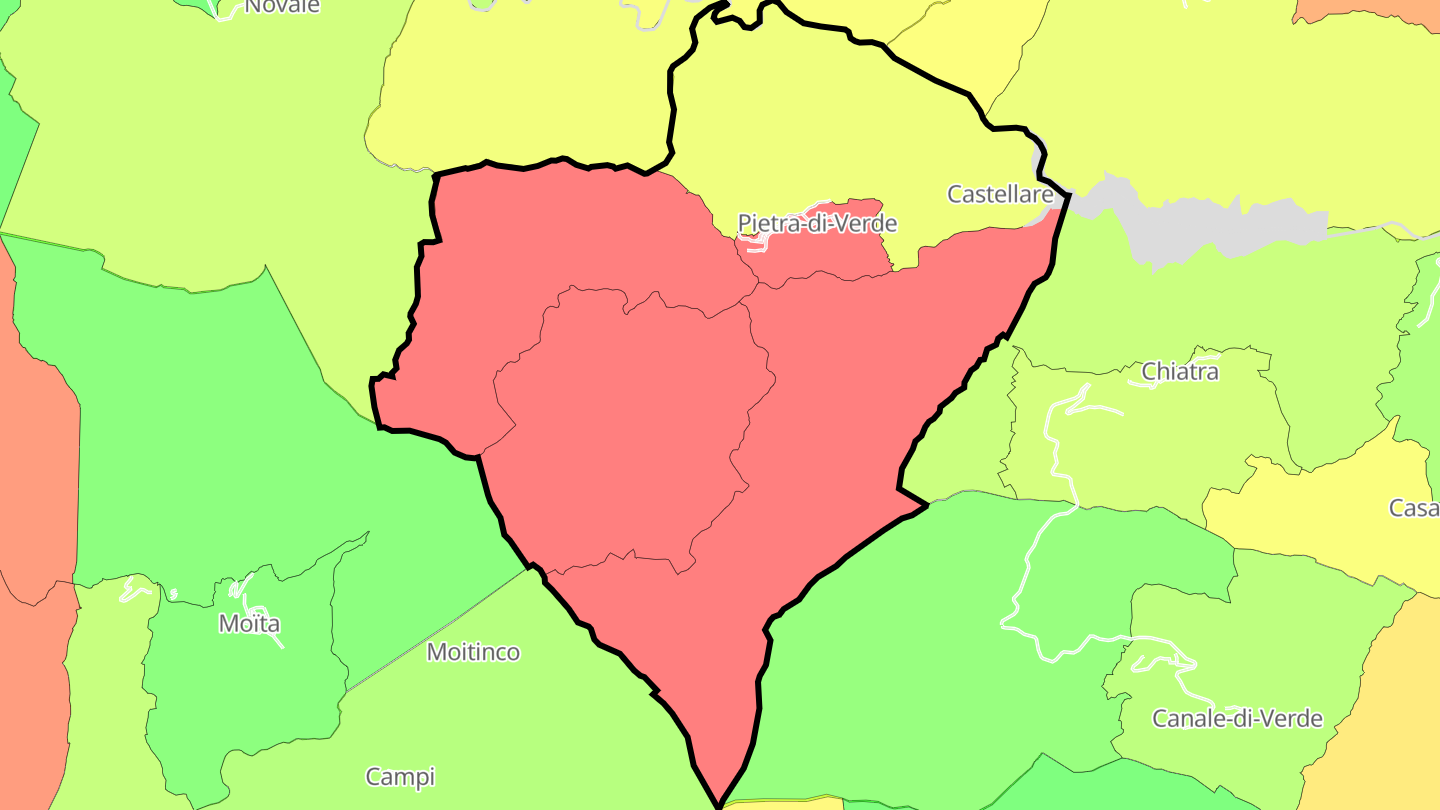 Carte des prix de l'immobilier Pietra-di-Verde