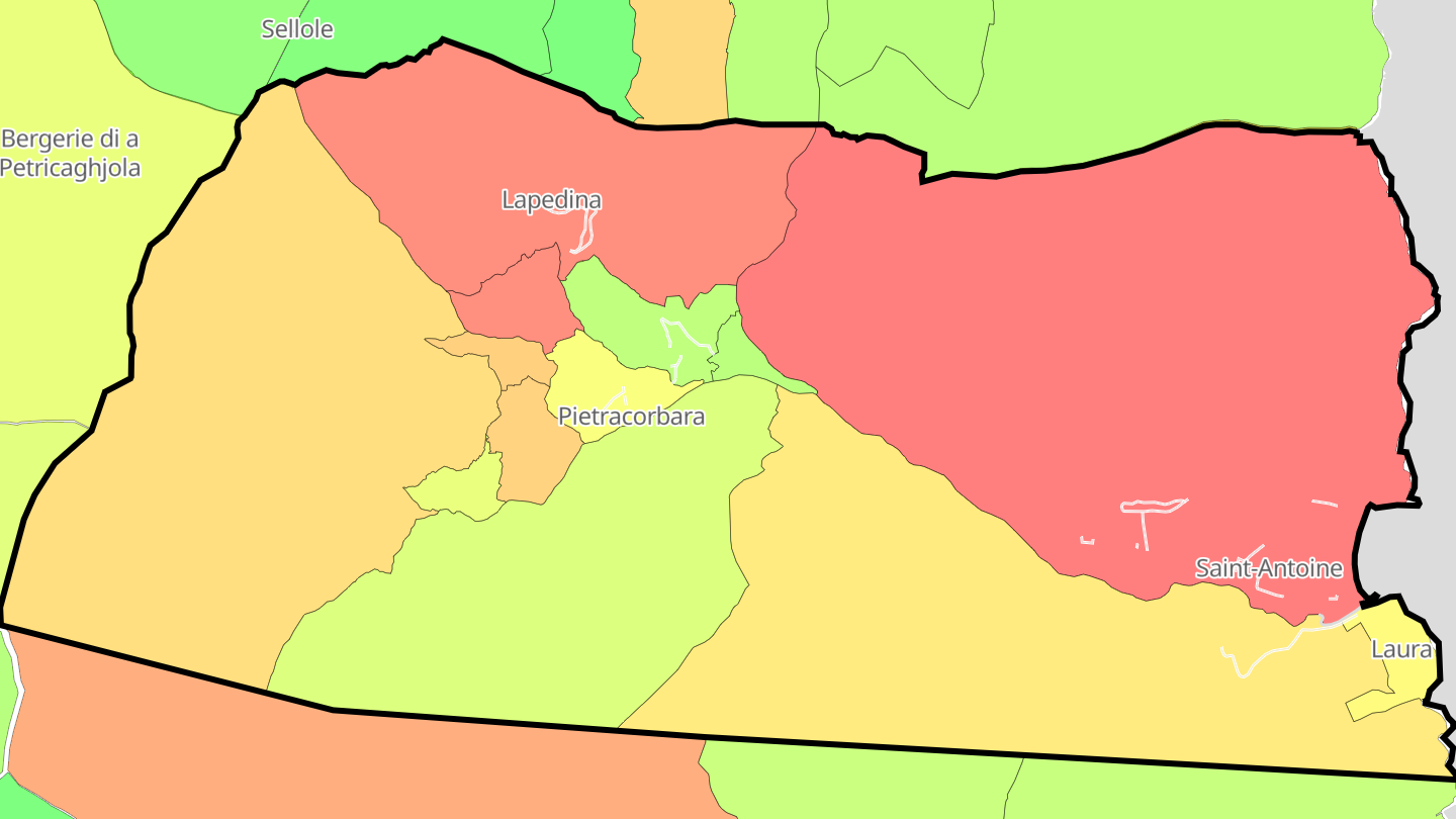 Carte des prix de l'immobilier Pietracorbara