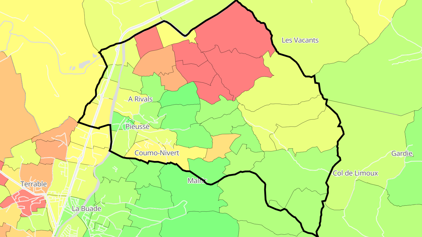 Carte des prix de l'immobilier Pieusse