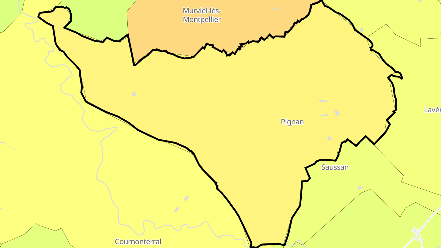 Carte des prix de l'immobilier Pignan