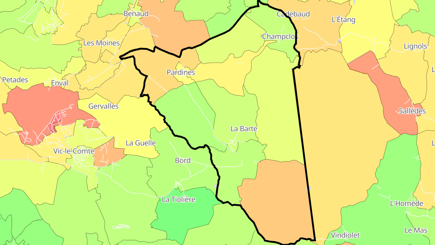 Carte des prix de l'immobilier Pignols