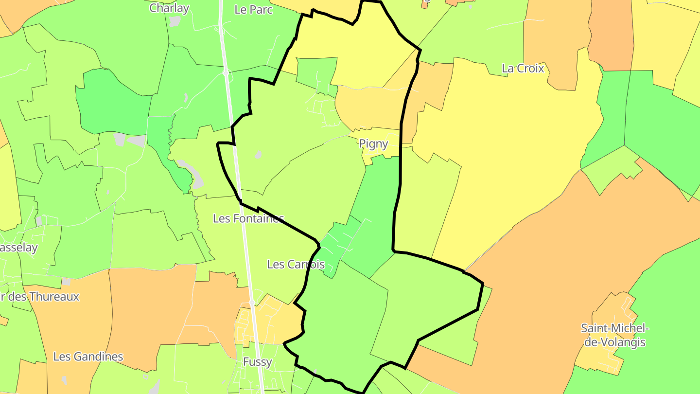 Carte des prix de l'immobilier Pigny