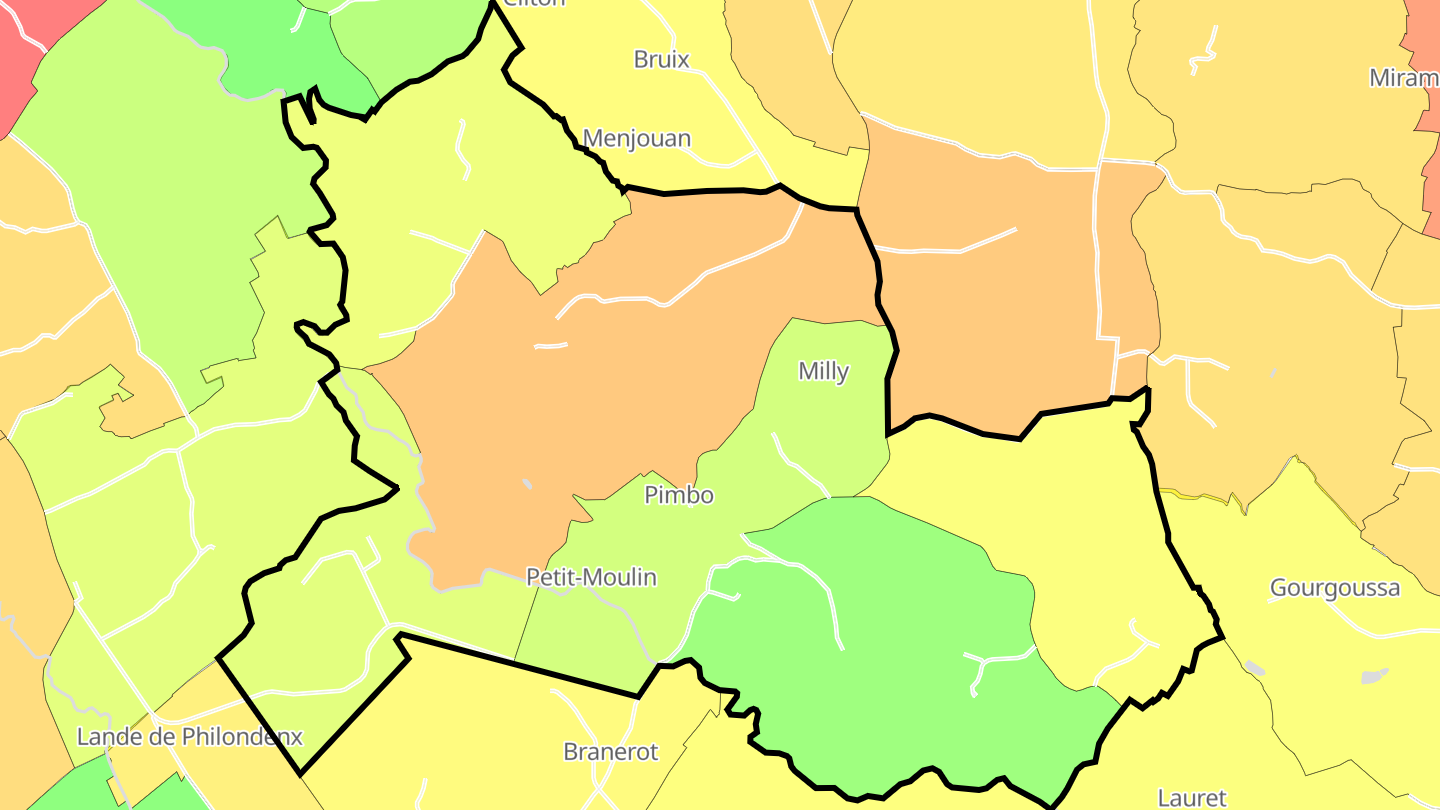 Carte des prix de l'immobilier Pimbo