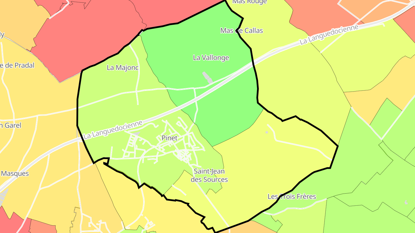 Carte des prix de l'immobilier Pinet
