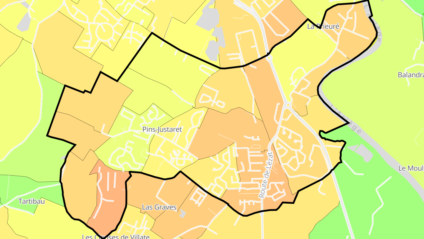 Carte des prix de l'immobilier Pins-Justaret