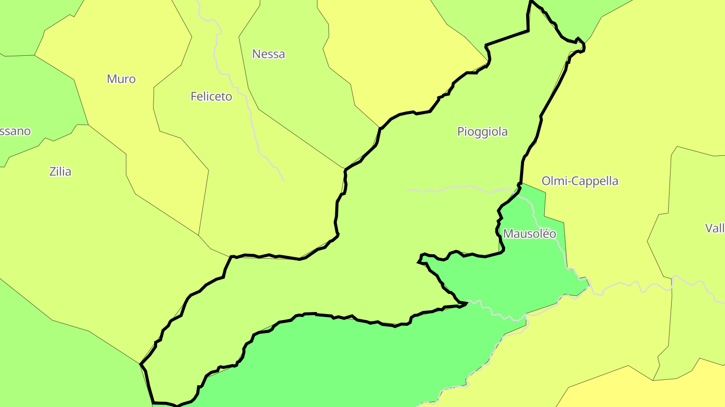 Carte des prix de l'immobilier Pioggiola