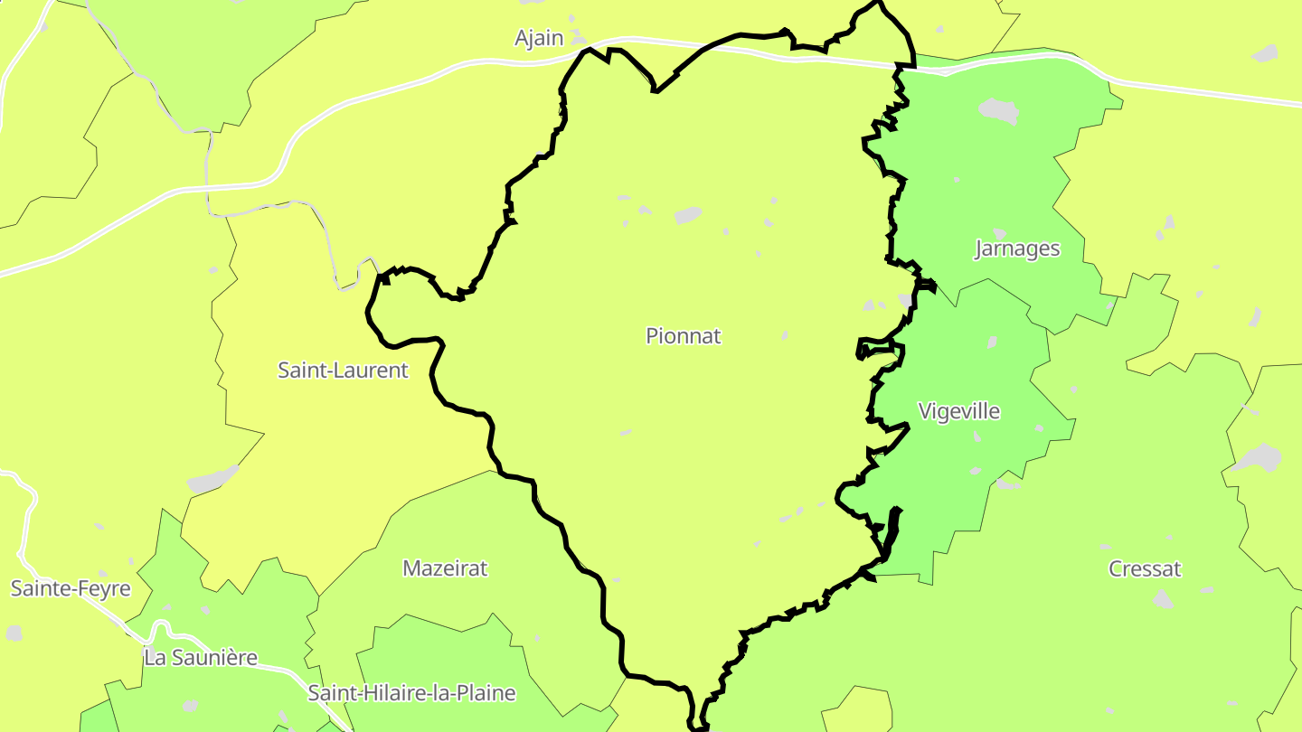 Carte des prix de l'immobilier Pionnat