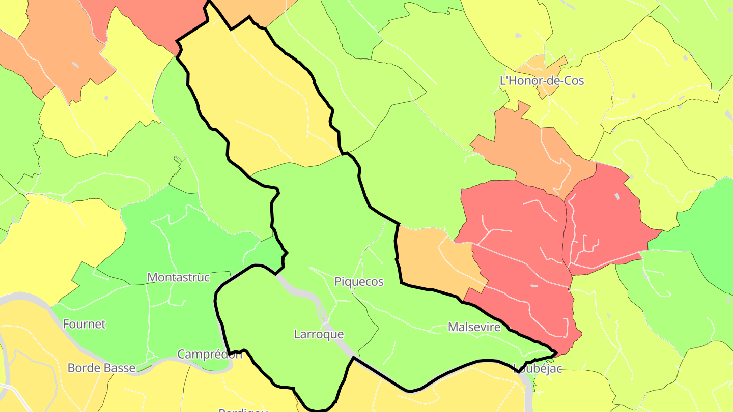 Carte des prix de l'immobilier Piquecos