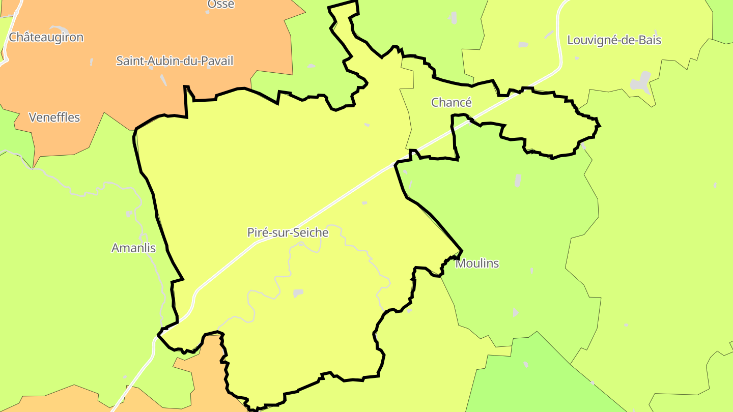 Carte des prix de l'immobilier Piré-Chancé