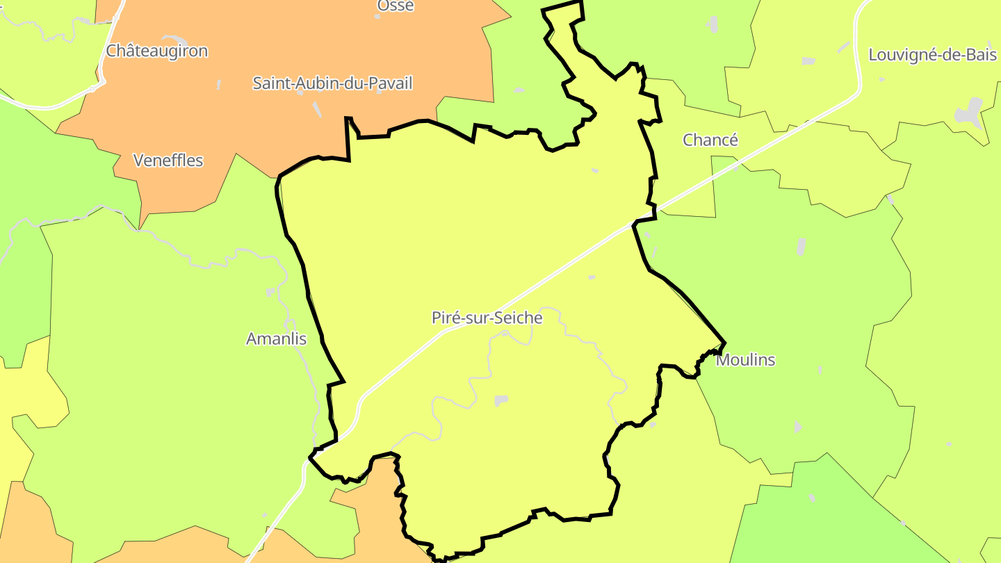 Carte des prix de l'immobilier Piré-sur-Seiche