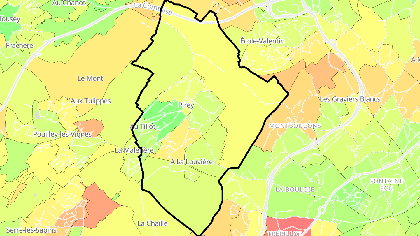 Carte des prix de l'immobilier Pirey