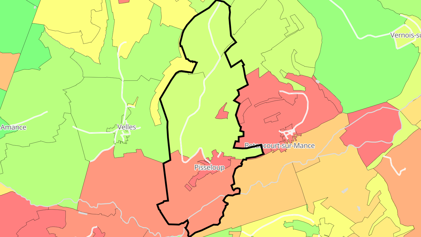 Carte des prix de l'immobilier Pisseloup