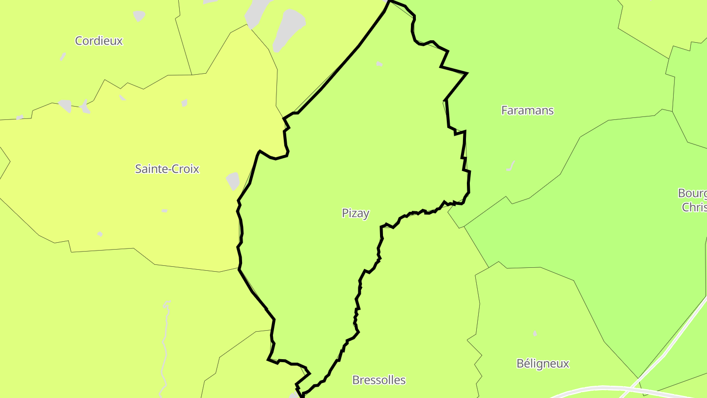 Carte des prix de l'immobilier Pizay
