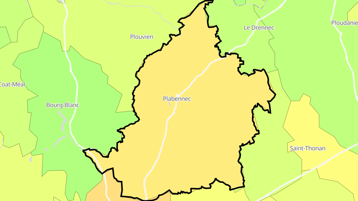 Carte des prix de l'immobilier Plabennec