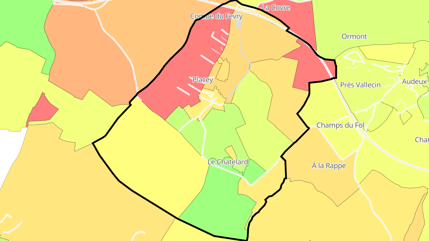 Carte des prix de l'immobilier Placey