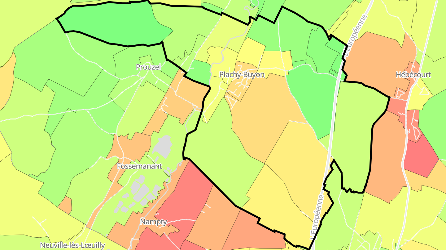Carte des prix de l'immobilier Plachy-Buyon
