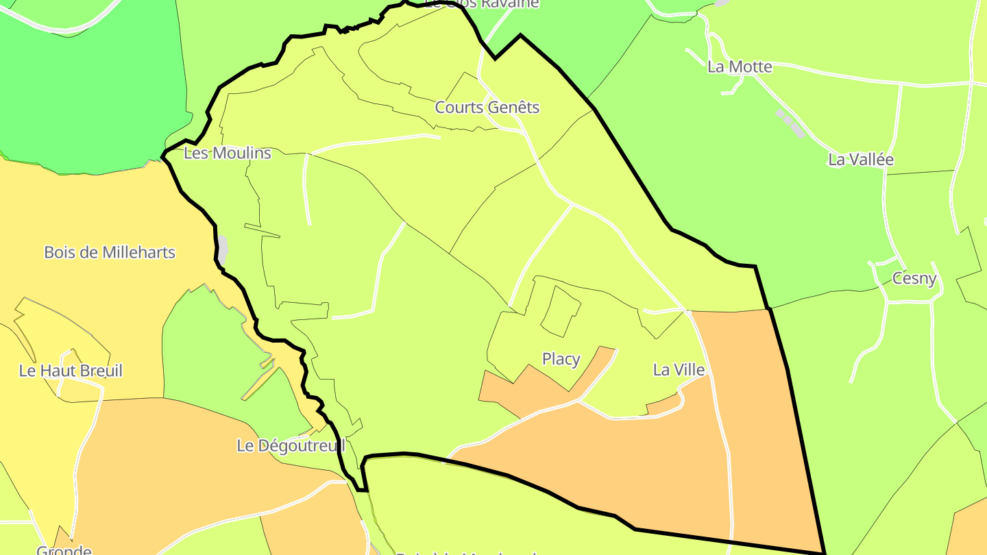Carte des prix de l'immobilier Placy