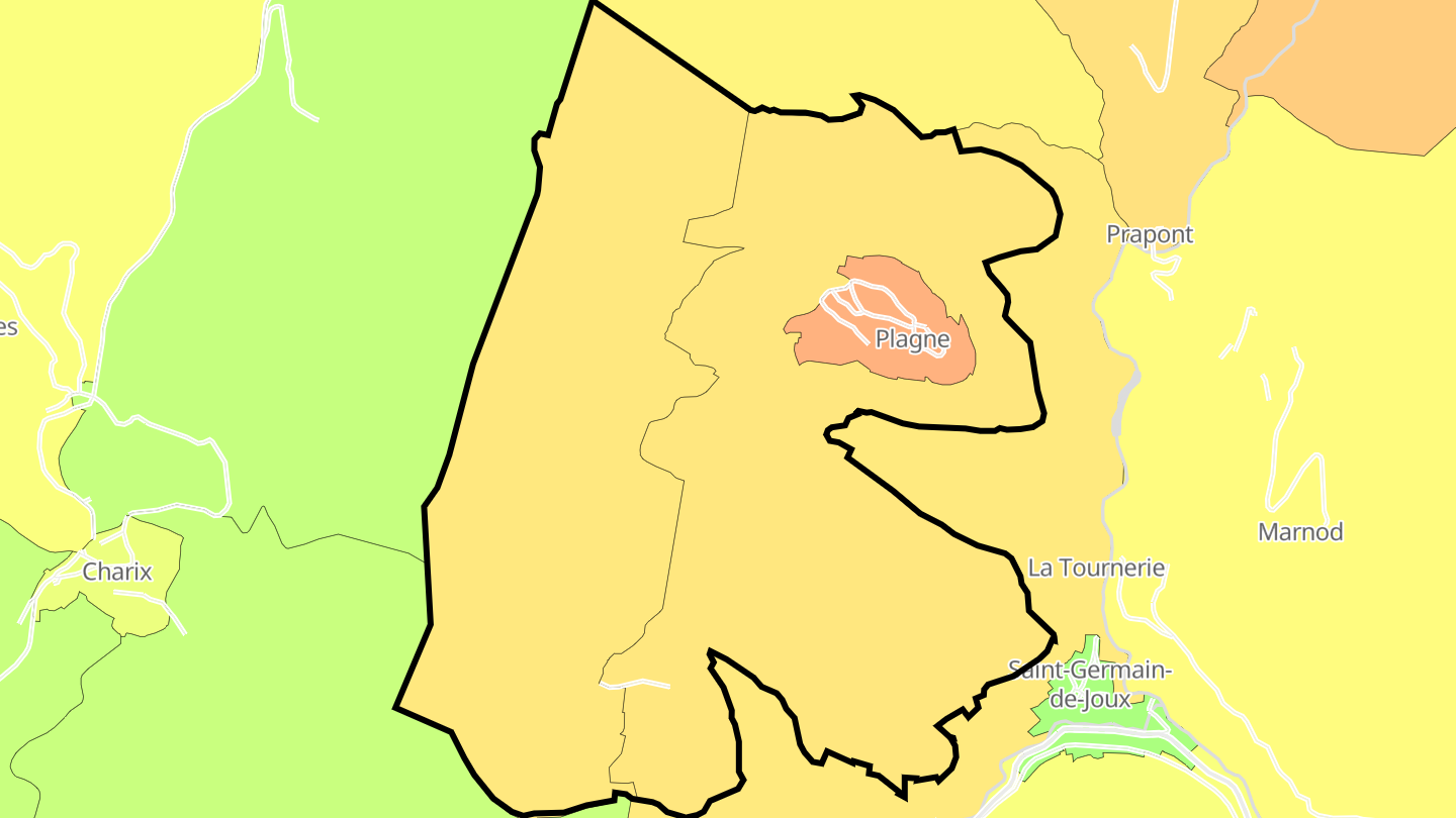 Carte des prix de l'immobilier Plagne