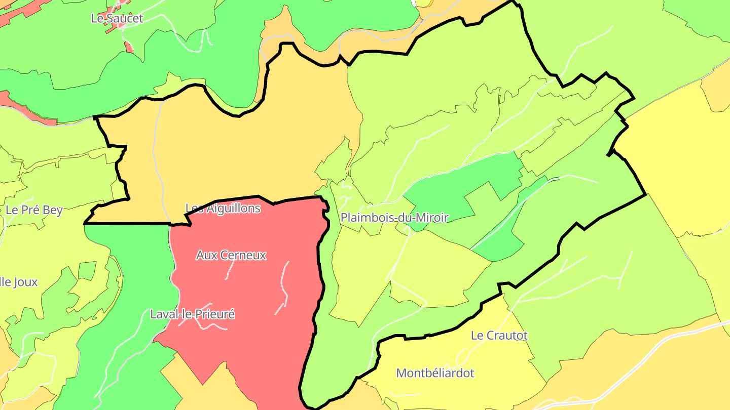 Carte des prix de l'immobilier Plaimbois-du-Miroir