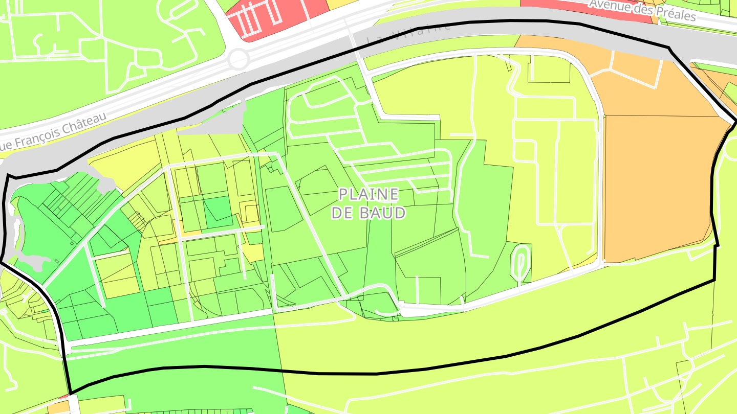 Carte des prix de l'immobilier Plaine de Baud