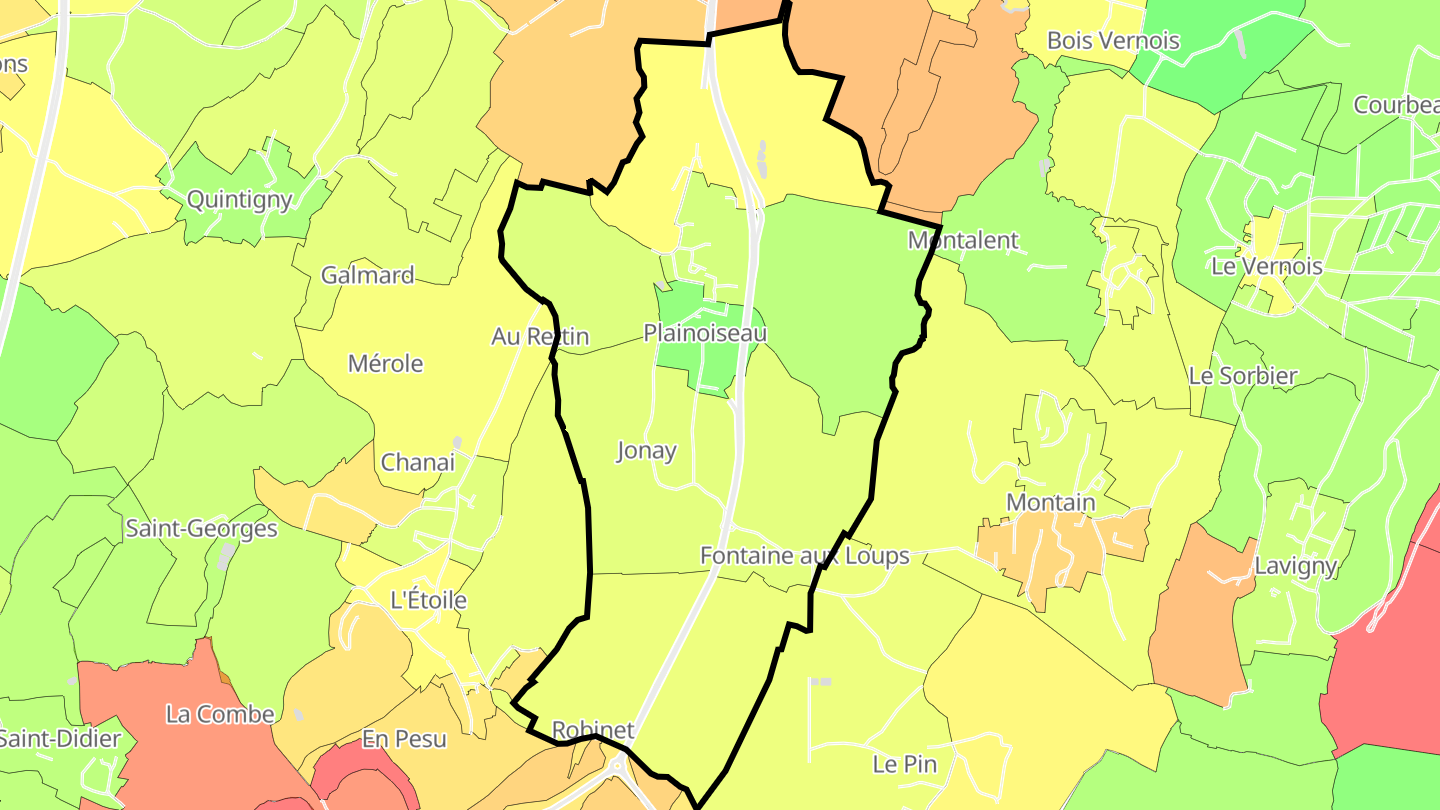 Carte des prix de l'immobilier Plainoiseau