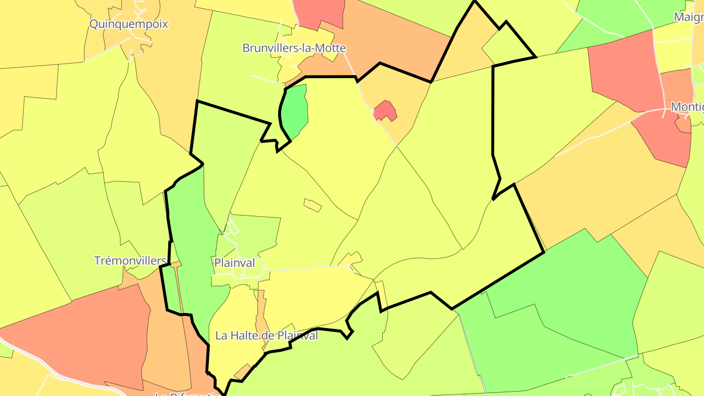 Carte des prix de l'immobilier Plainval