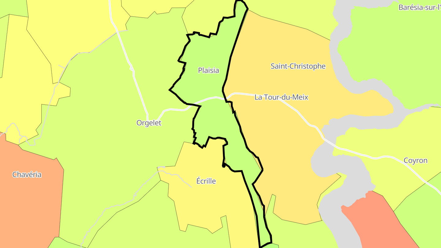 Carte des prix de l'immobilier Plaisia
