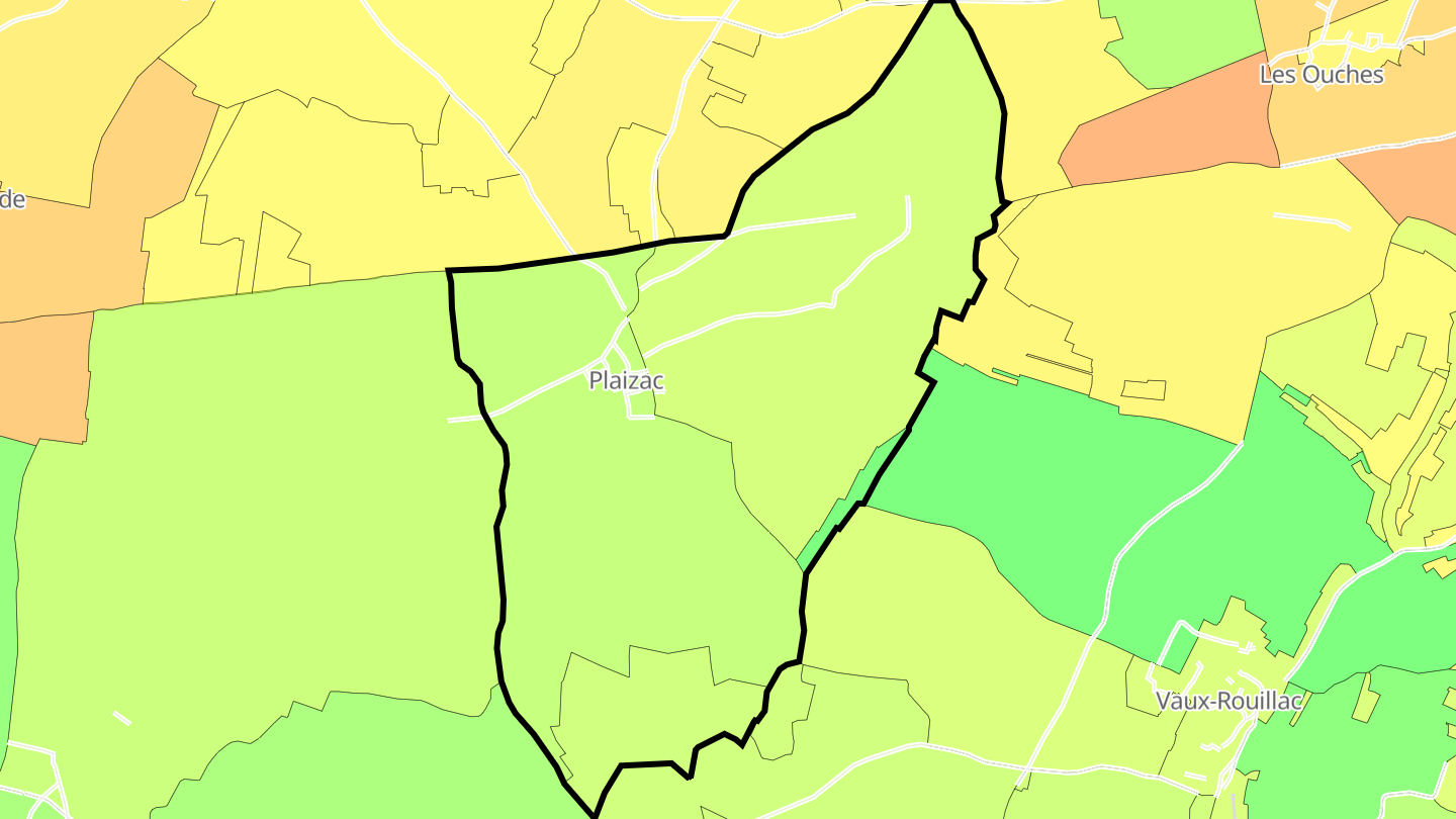 Carte des prix de l'immobilier Plaizac